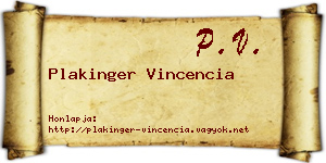 Plakinger Vincencia névjegykártya